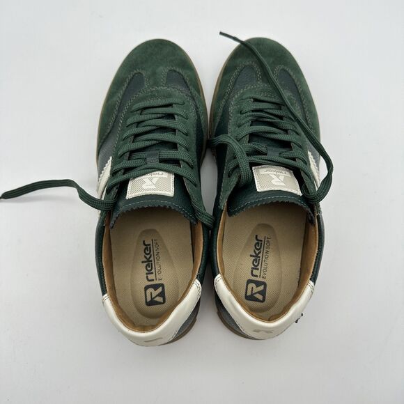 Rieker Evolution Mens Size 42 US 9 Green Leather Low Top Sneakers Gum Sole - Picture 13 of 16